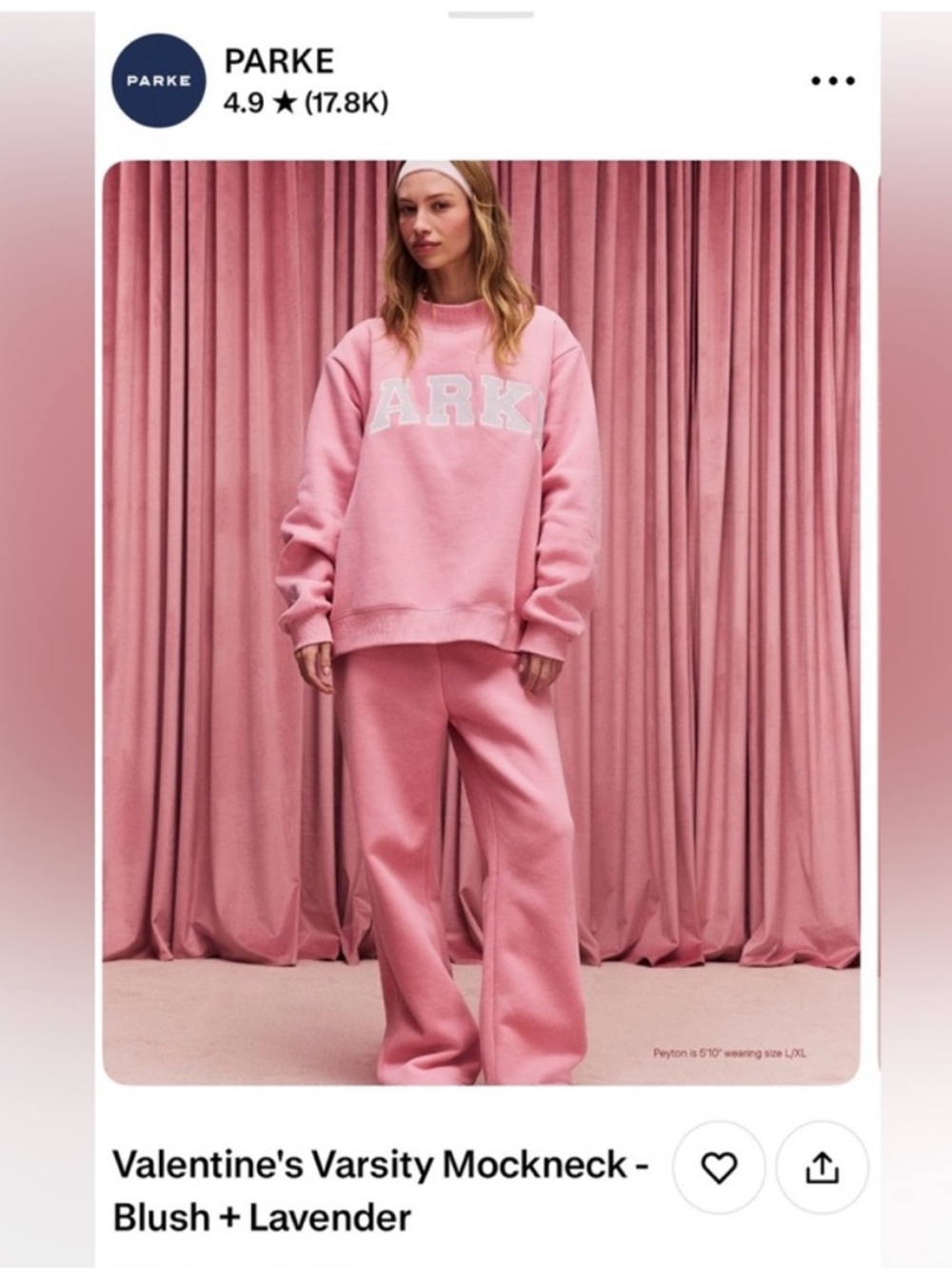 PARKE Valentine’s Pink Varsity Mockneck Sweatshirt | SOLD OUT | Limited Edition